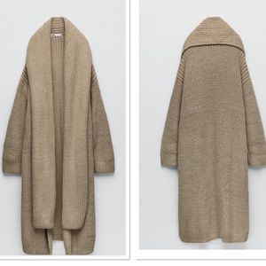 Zara sweater coat with attached scarf